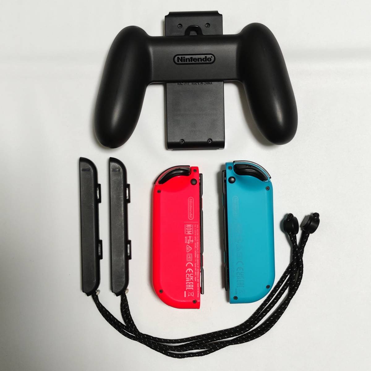 送料無料 動作確認済み Nintendo Switch 有機ELモデル Joy-Con ジョイコン 純正 ネオンブルー ネオンレッド グリップ  ストラップ 中古