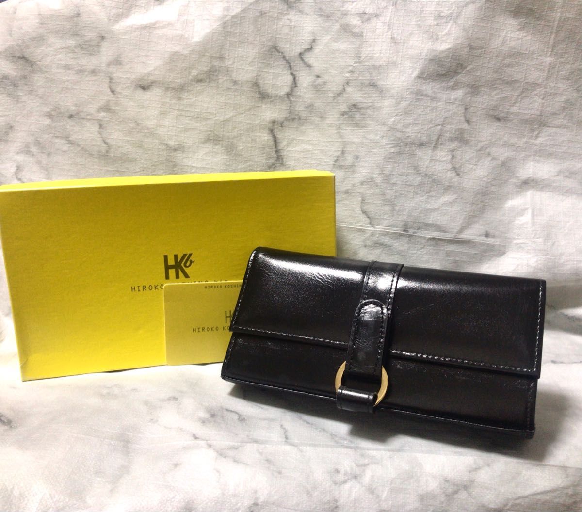 HIROKO KOSHINO ヒロココシノ　ポーチ　財布　ブラック　ビンテージ　革　モード