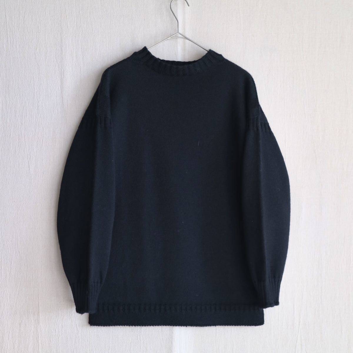 【100% ウール】イギリス製 Guernsey WOOLLENS ガンジー セーター / 36 ネイビー ニット フィッシャーマン K3-10006-9858_画像1