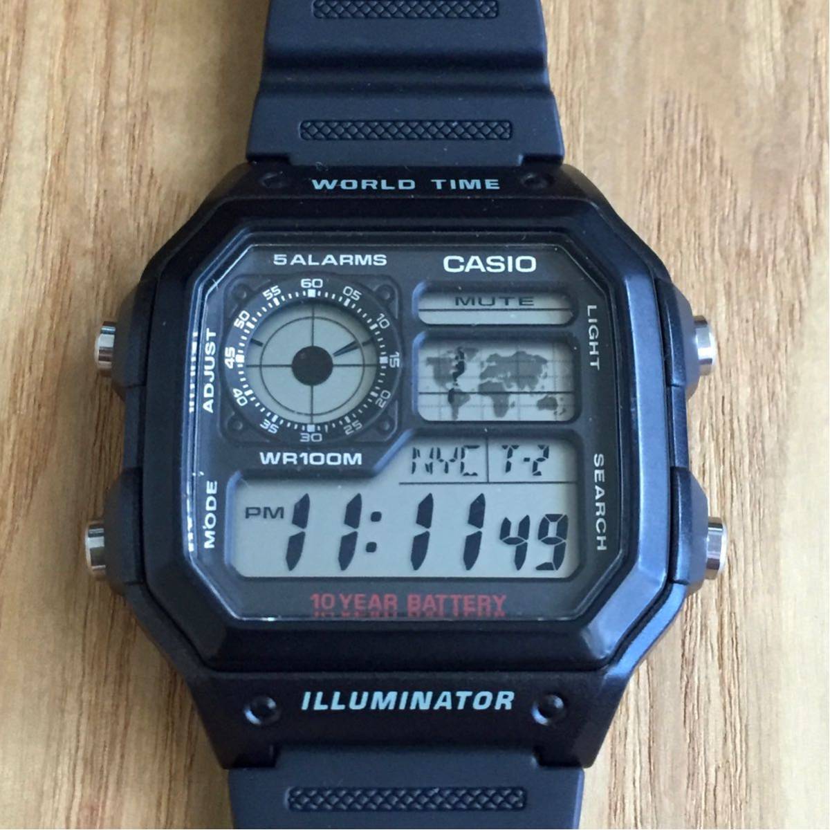 美品 BEAMS CASIO Digital Watch ビームス カシオ デジタルウォッチ 腕時計 時報 10気圧防水 12/24時間表示切替 ストップウォッチ タイマー_画像3