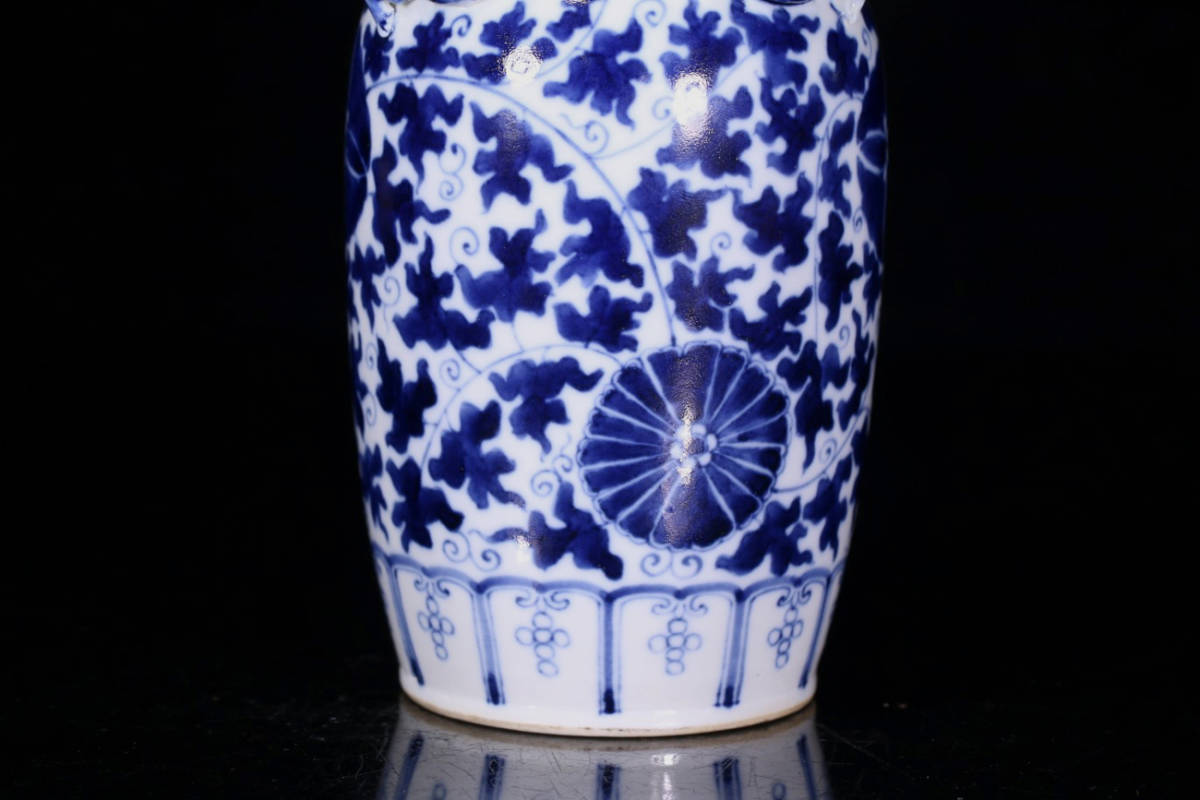 使い勝手の良い】 【徳】旧家蔵出『清 青花魑龍紋瓶 康熙年製款 染付