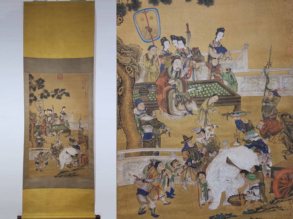 徳】旧家蔵出 中国書画 『清 丁観鵬 人物図 絹本 肉筆保証品 』 軸装