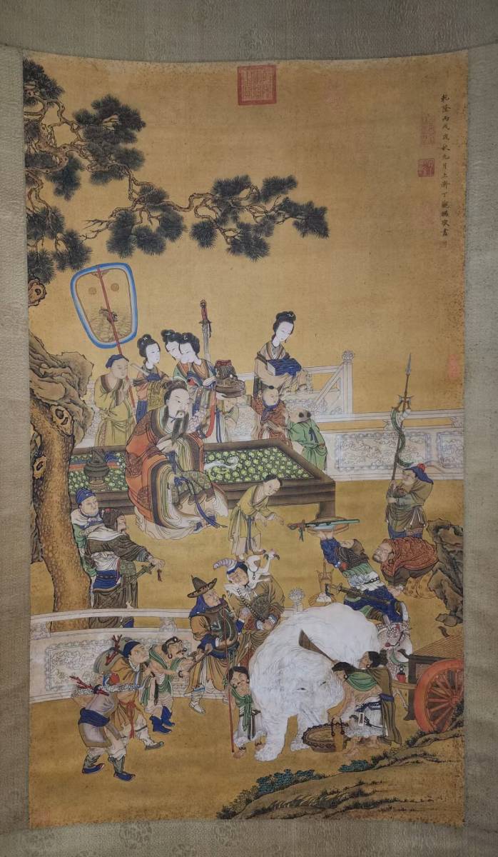 徳】旧家蔵出 中国書画 『清 丁観鵬 人物図 絹本 肉筆保証品 』 軸装