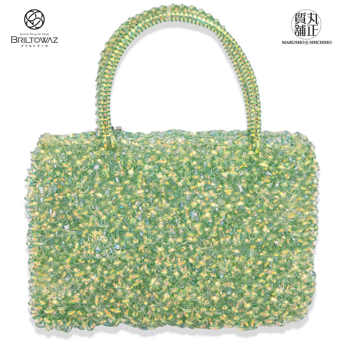 【美品】アンテプリマ ハンドバッグ ナイロン ロゴ金具 手提げ大容量 グリーン アンテプリマ ワイヤーバッグ スタンダード スクエア ミニ