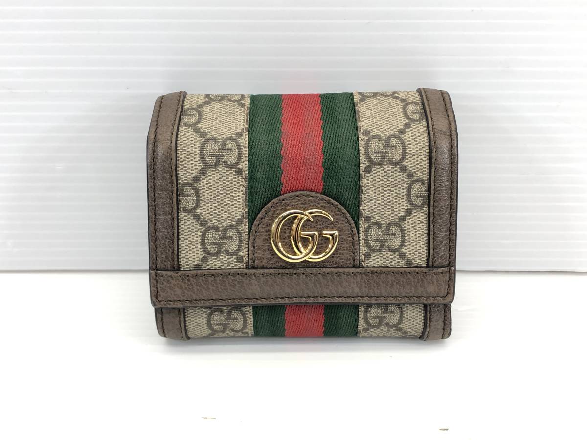 華麗 □GUCCI グッチ GGスプリーム オフィディア 三つ折り財布 523174