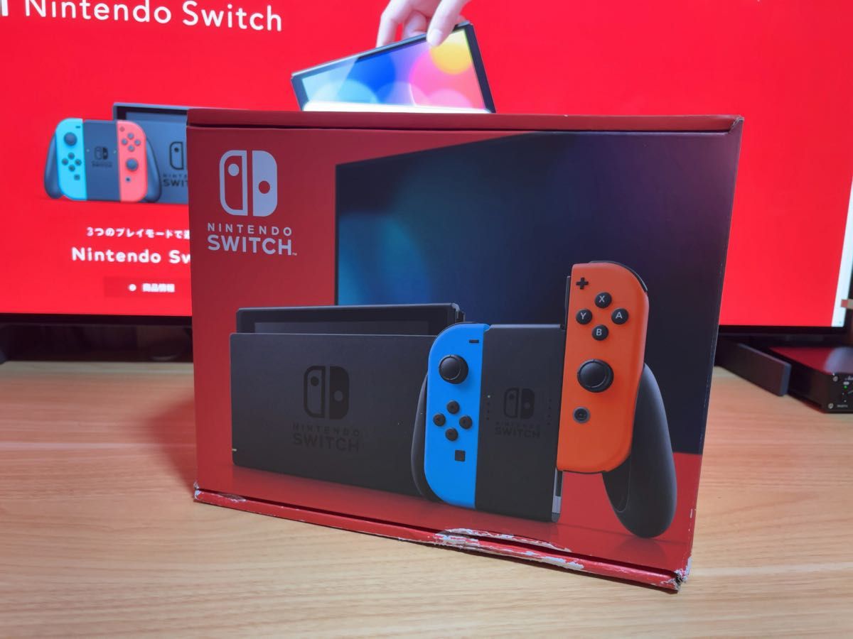 新品未使用 Nintendo Switch ニンテンドースイッチ本体 ネオンレッド ネオンブルー 外箱難有 任天堂 新型 新モデル