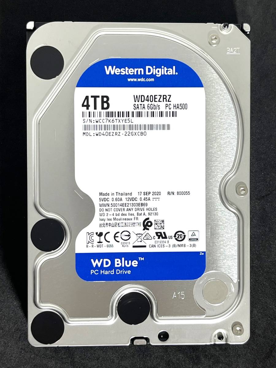 4TB WD Blue / WD40EZRZ 【使用時間 8h】 2020年製 新品同様 Western