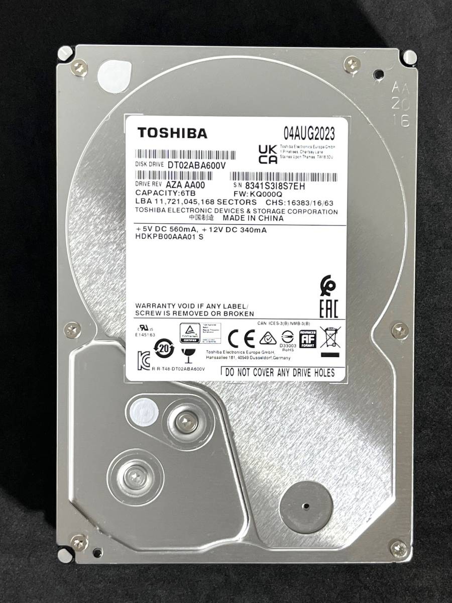 【送料無料】　★ 6TB ★　TOSHIBA / DT02ABA600V　【使用時間：0ｈ】　2023年製　新品 未使用　3.5インチ内蔵HDD　SATA　AVコマンド対応_画像6