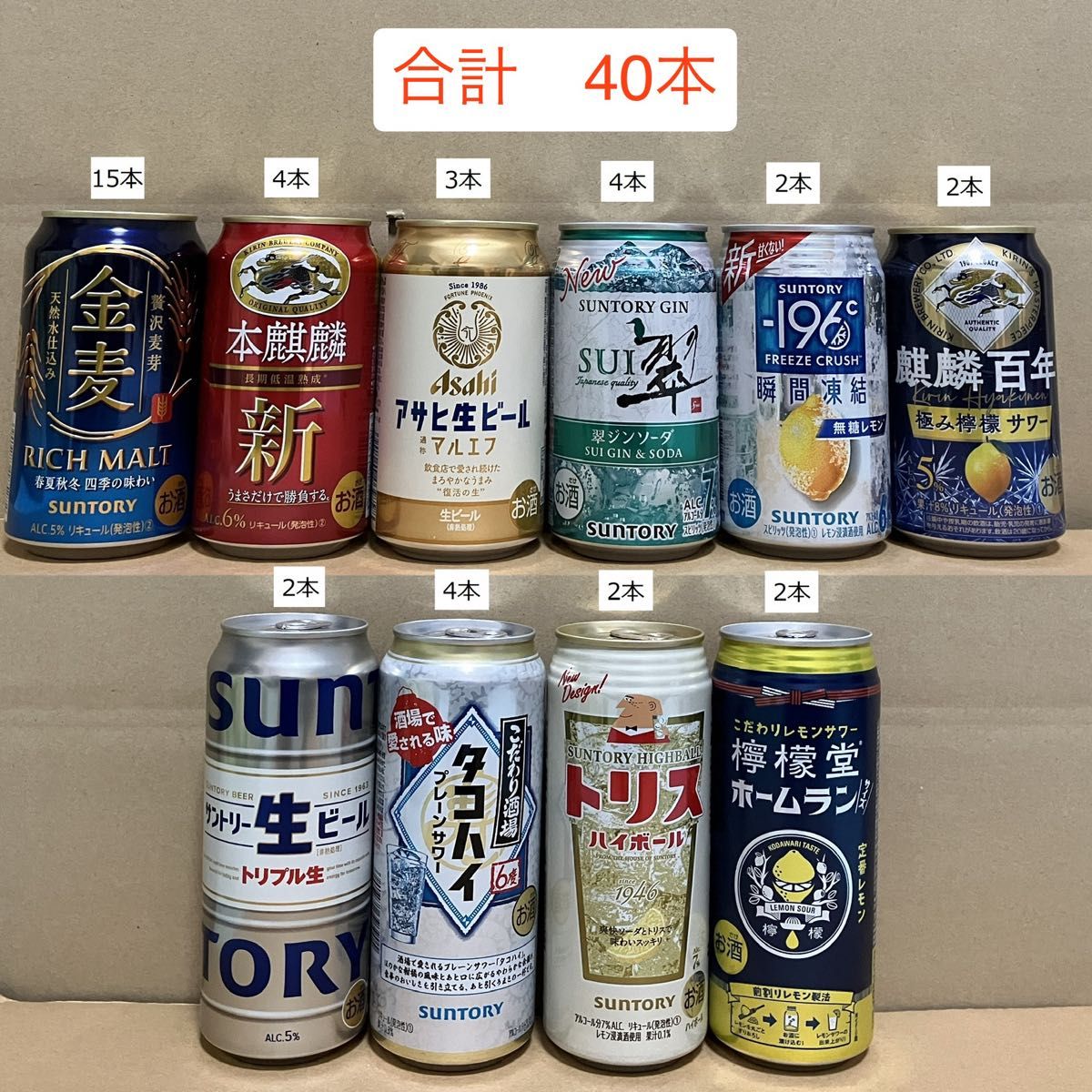 40本まとめ売り ビール 発泡酒 チューハイ クリアアサヒ 上々 氷結 本