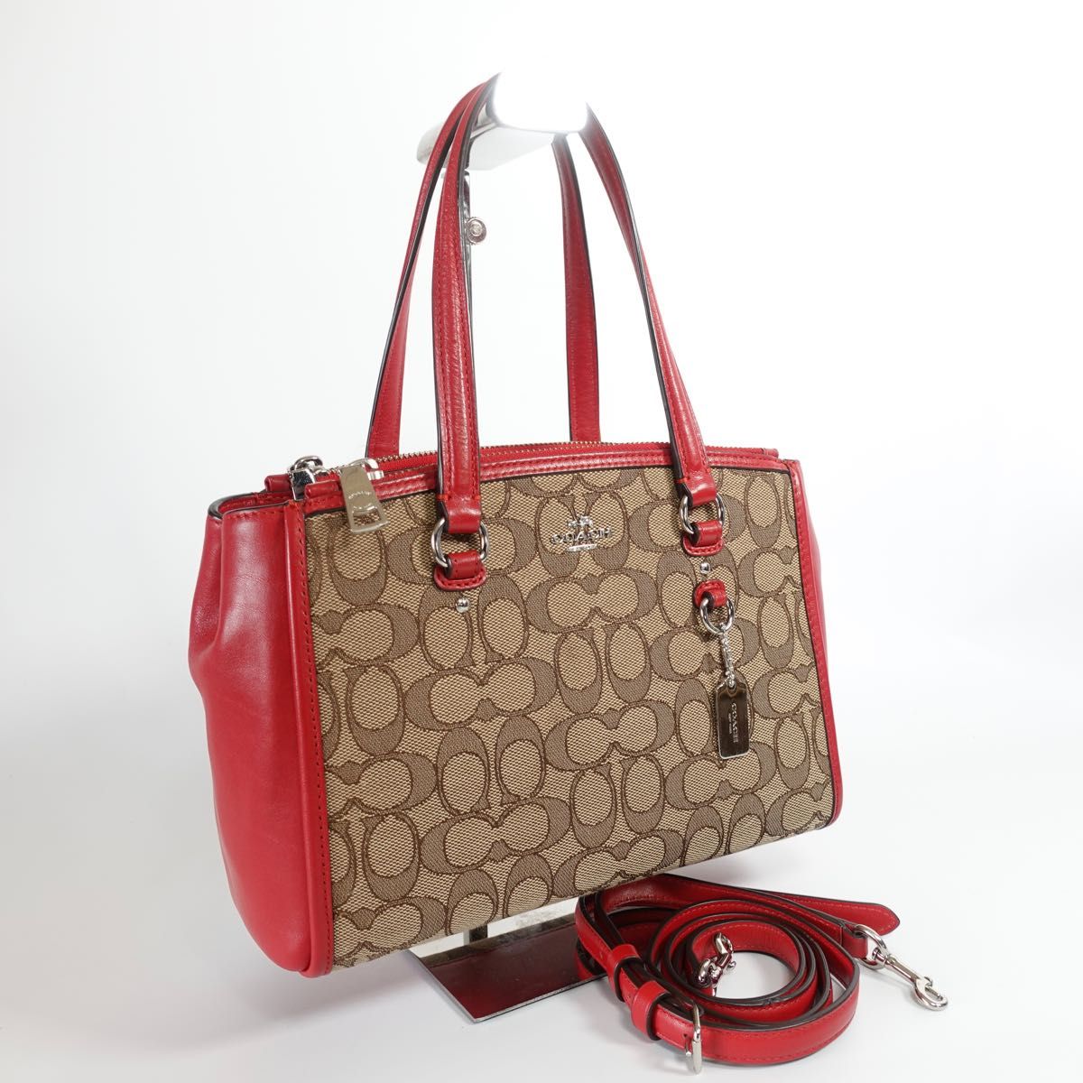 美品】コーチ ハンドバッグ ショルダー シグネチャー 赤 2way|PayPay