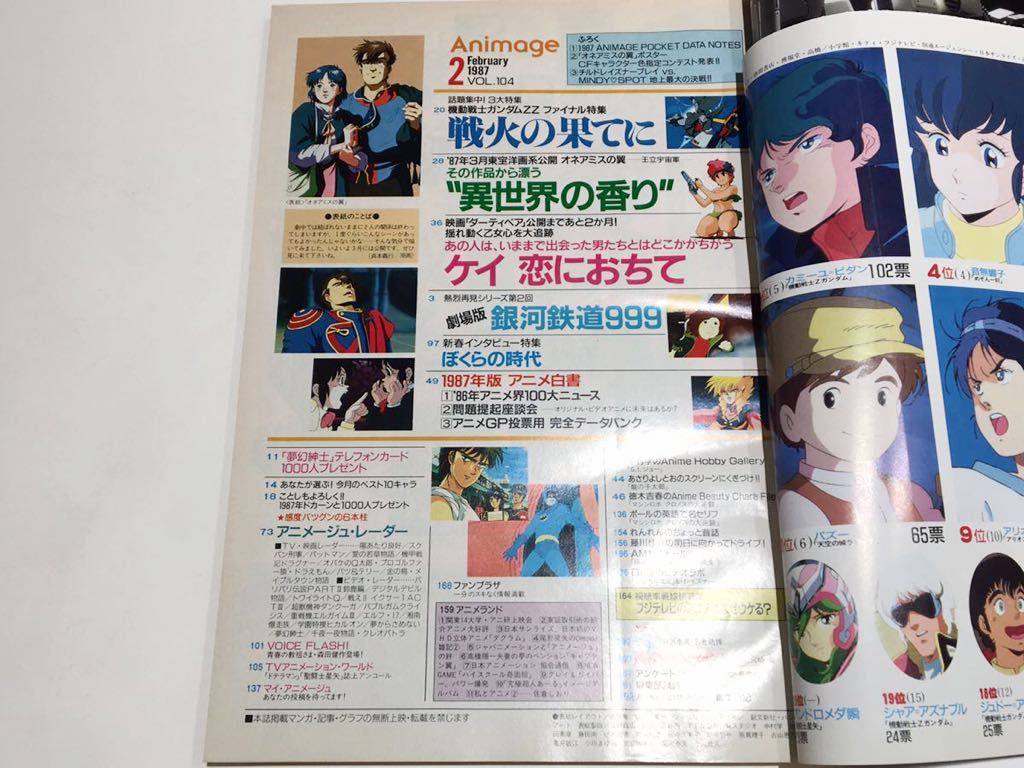 C14 アニメ専門誌　Animage (アニメージュ)　1987年 2月号 (昭和62年)　Vol.104　ガンダムZZ特集 / オネアミスの翼特集 / 他_画像5