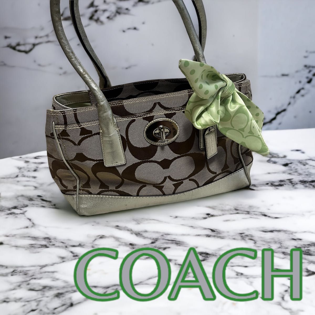 値下げ！¥2999→2499コーチ　coach トートバッグ　リボン付き　