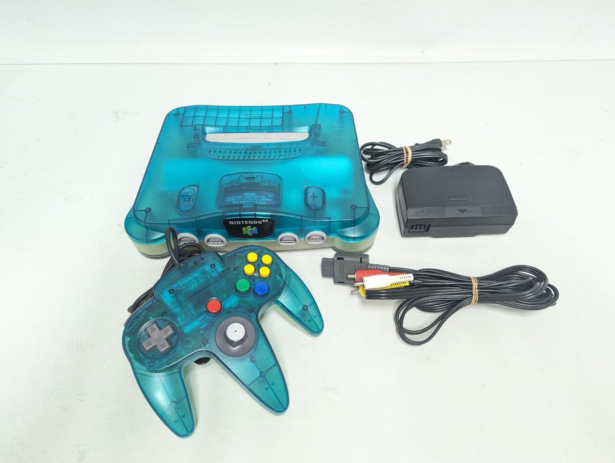 □美品 動作品 任天堂 NINTENDO64 ニンテンドー64 クリアブルー 本体