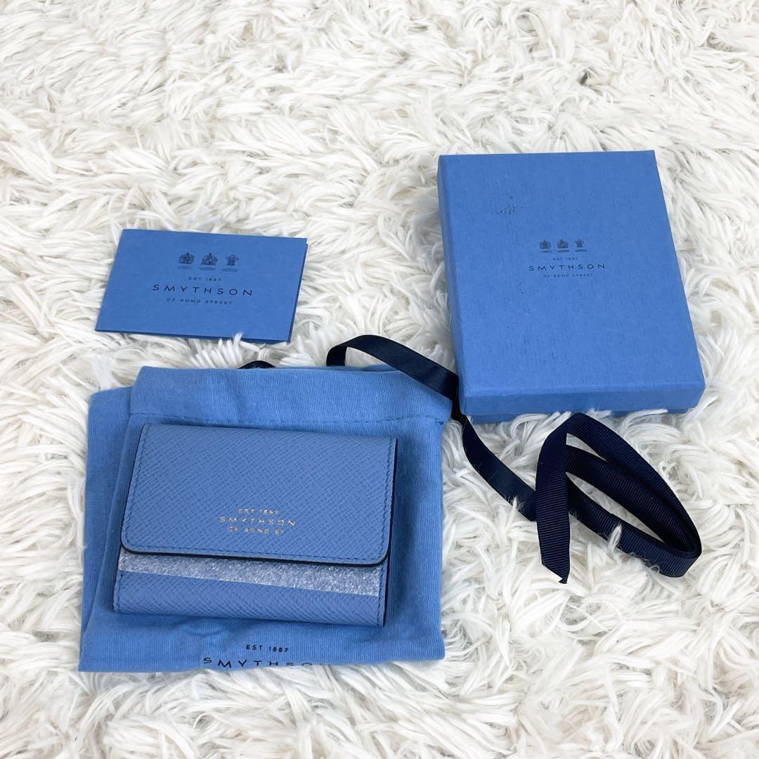 【極美品】SMYTHSON スマイソン 三つ折り財布 ミニ　コンパクト　箱付き ブルー　レディース　メンズ　コインケース Yahoo!フリマ（旧）のサムネイル