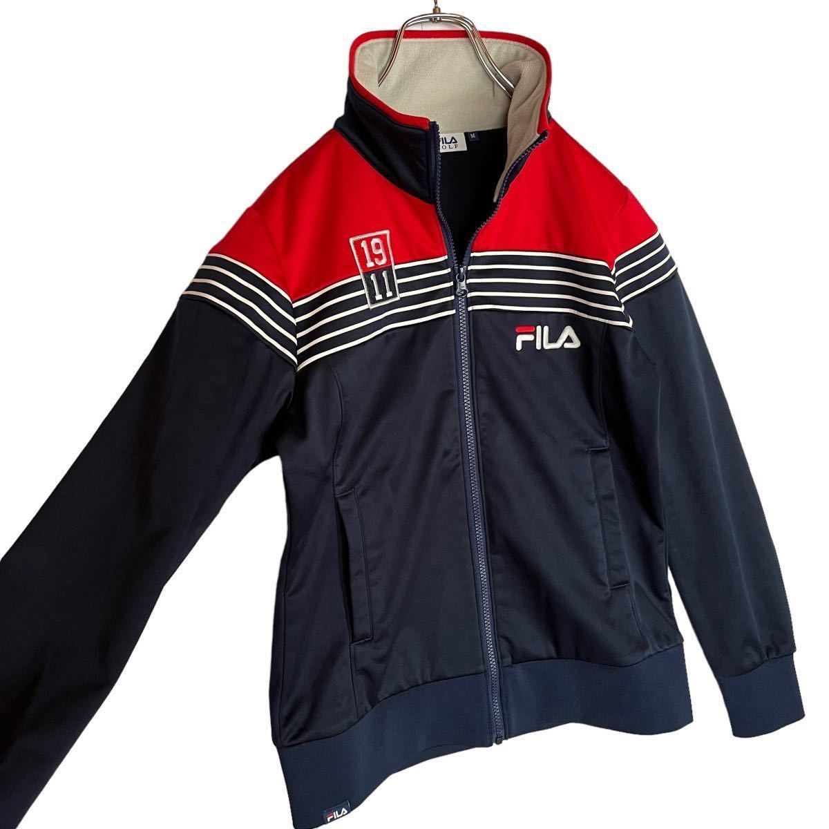 FILA GOLF フィラゴルフ　トラックジャケット ジャージ　上　ロゴ刺繍　裏フリース　レディース　Mサイズ 【AY1020】_画像4