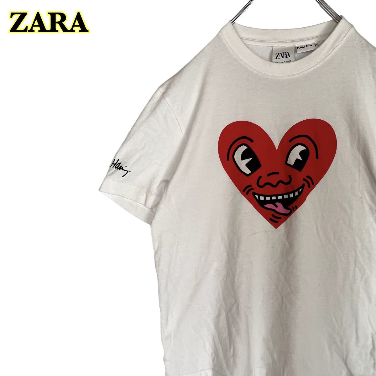 ZARA ザラ　キースヘリング　半袖Tシャツ　プリントTシャツ　白　メンズ　Sサイズ　【AY1428】_画像1
