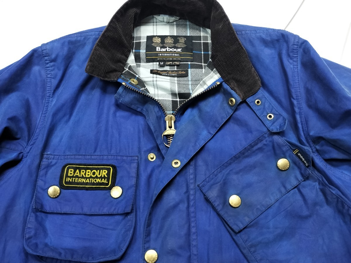 希少 Barbour international A7 Brass M コバルトブルー 英国製　バブアー　インターナショナル　オイルド　青_画像2