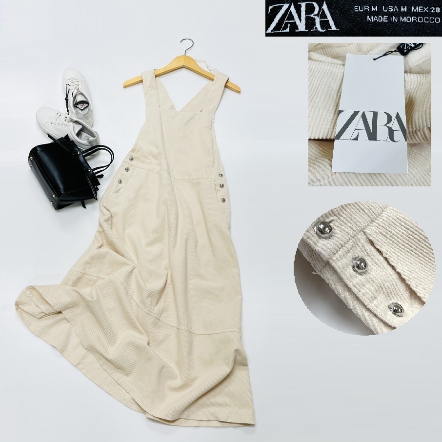 未使用品 /M/ ZARA アイボリー ジャンパースカート コーデュロイ 未使用品 /M/ ZARA アイボリー ジャンパースカート コーデュロイ