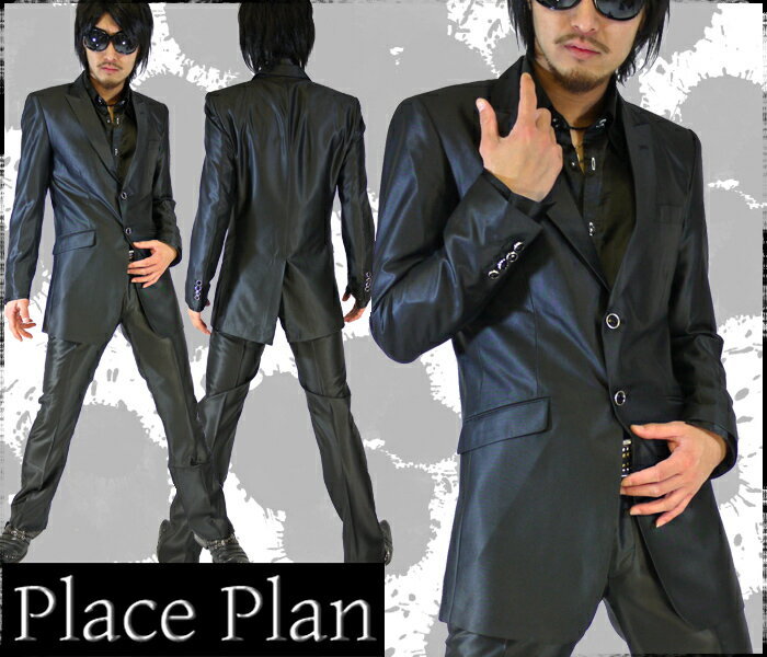 【Place plan】ロング丈シャンブレースーツ【113S8478】新品ブラックM