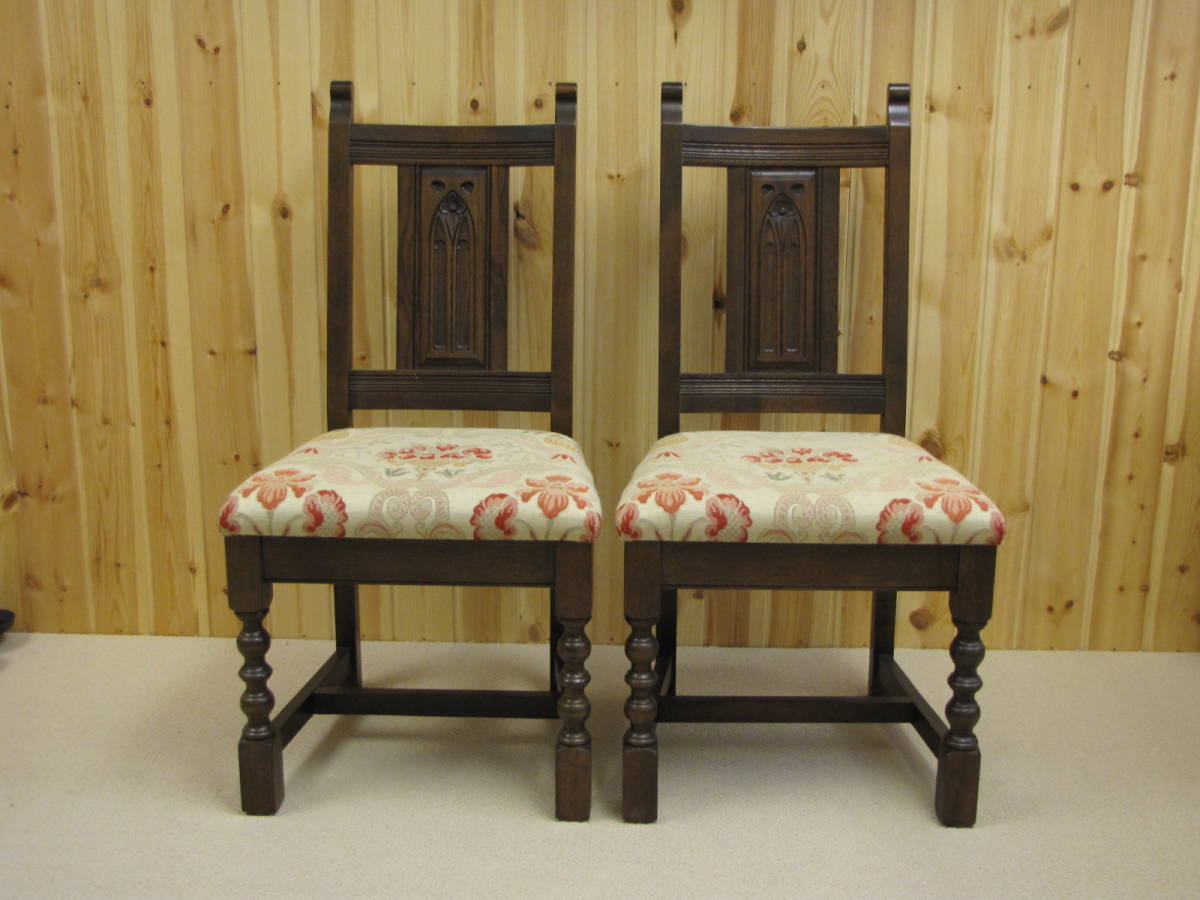 【OLD CHARM】オールドチャーム 椅子 アンティークリプロダクション オーク家具 英国家具 ダイニングチェア 花柄