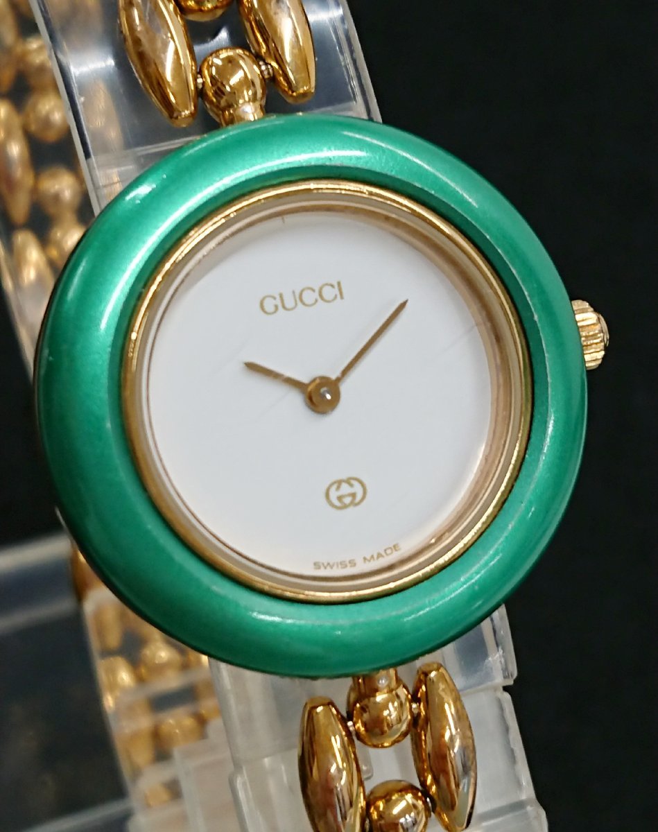 要修理品!!不動!! GUCCI/グッチ 金色 チェンジベゼル 11/12 腕時計 レディース クォーツ ウォッチ USED品