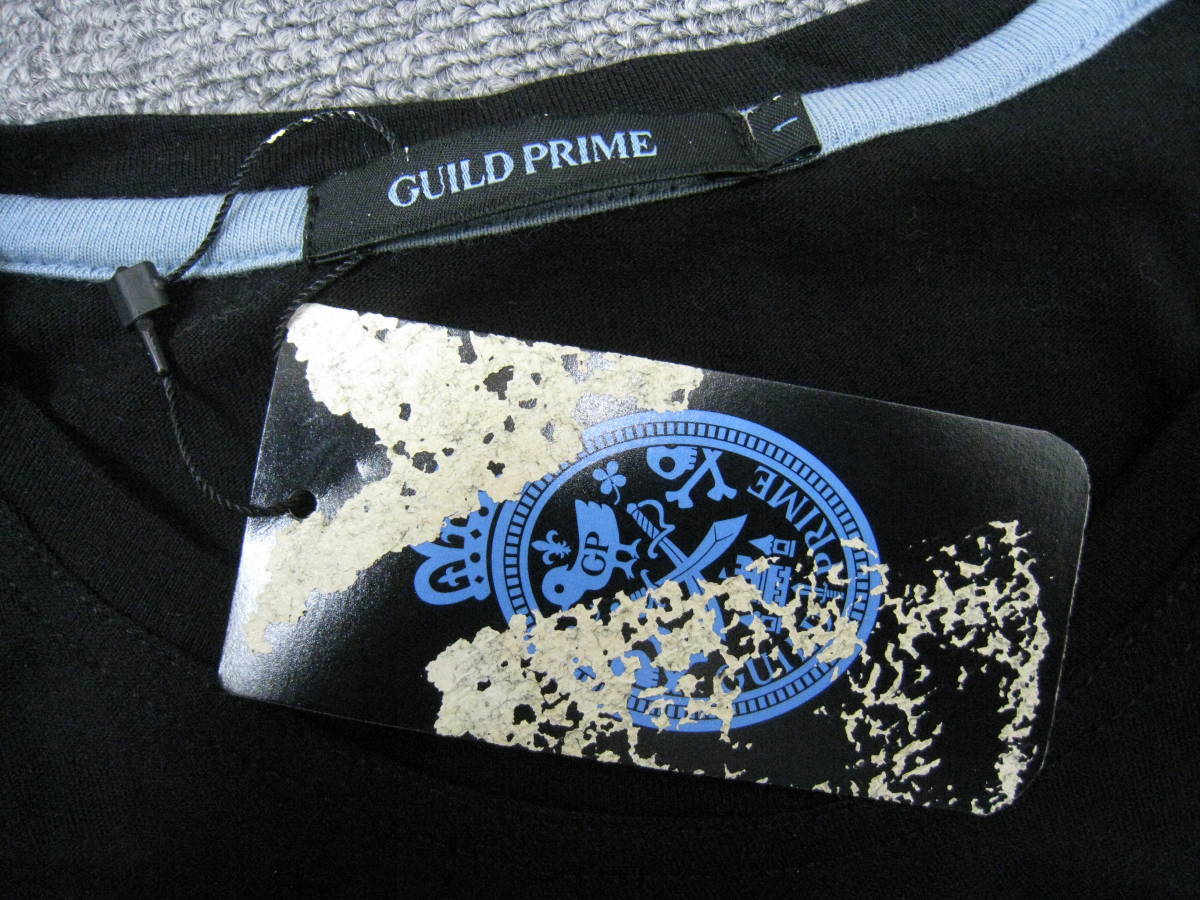 新品◆GUILD PRIME ギルドプライム スカルプリント ビーズ装飾 Tシャツ サイズ1 ブラック 三陽商会_画像8