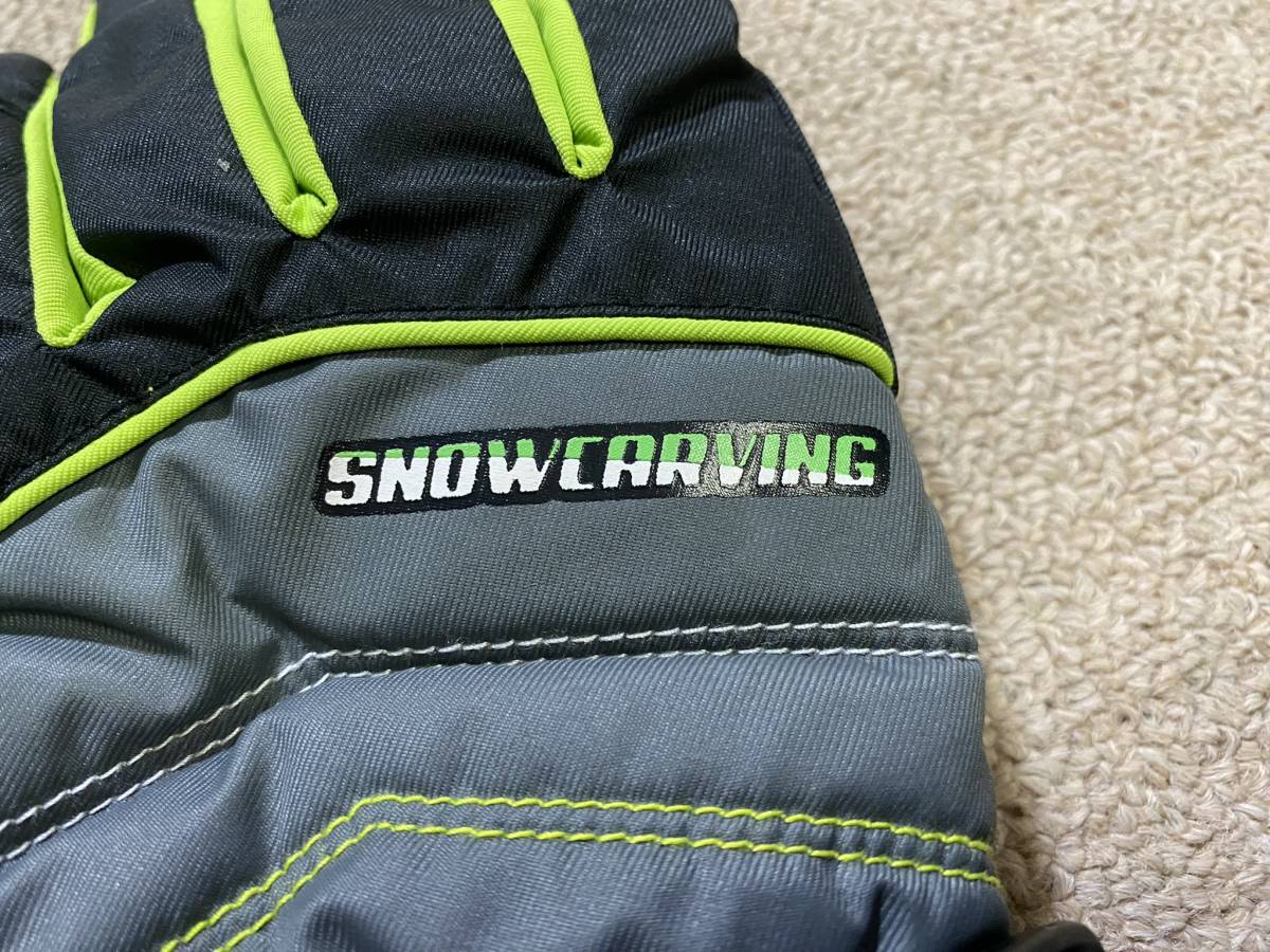 SNOWCARVING スノーカービング キッズ 手袋 子供用 スノー グローブ 灰色 黒 グレー ブラック スキー スノーボード 雪遊び/YT_画像4
