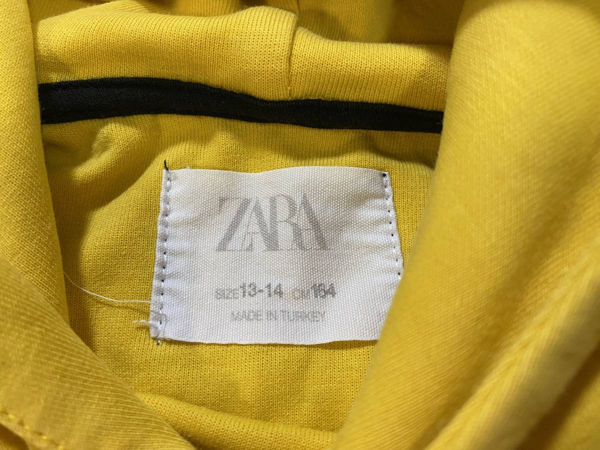 激安! ZARA KIDS ザラ キッズ イエロー 黄色 フーデッド 長袖 パーカー シンプル ユニセックス 男女兼用 160 164/AS_画像4