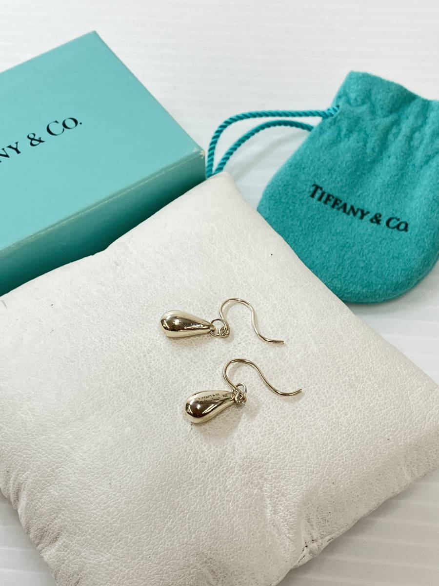 231003-020 TIFFANY&Co. ティファニー ティアドロップ ピアス 925刻印 総重量約3.5g 箱付_画像1