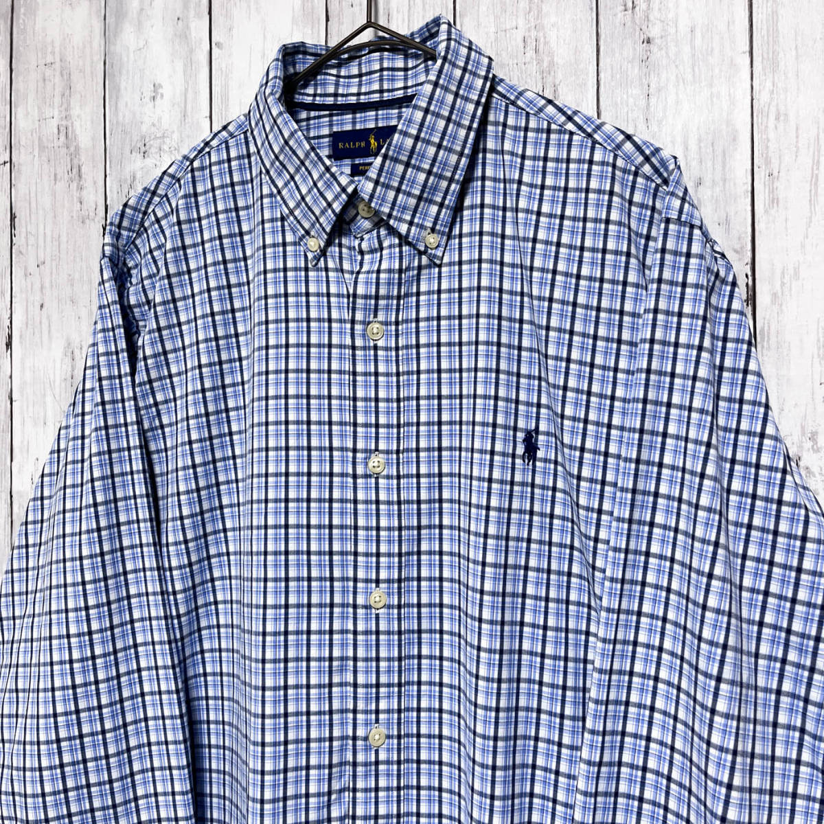 ラルフローレン Ralph Lauren PERFORMANCE チェックシャツ 長袖シャツ メンズ ワンポイント Lサイズ 3‐956_画像3