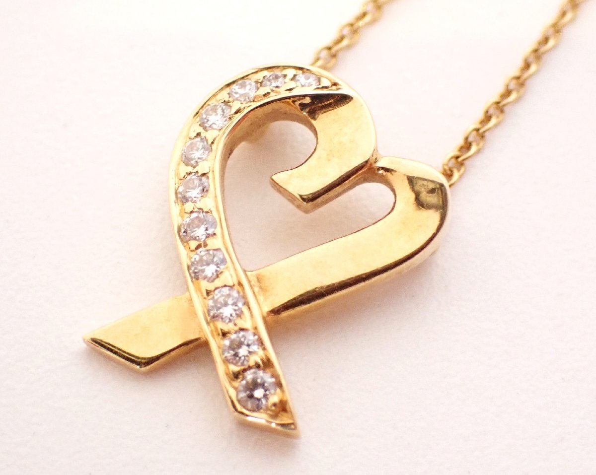 【楽天スーパーセール】 美品 TIFFANY&Co.(ティファニー) 18金 K18YG 3.3g ダイヤ ネックレス ラビングハート イエローゴールド