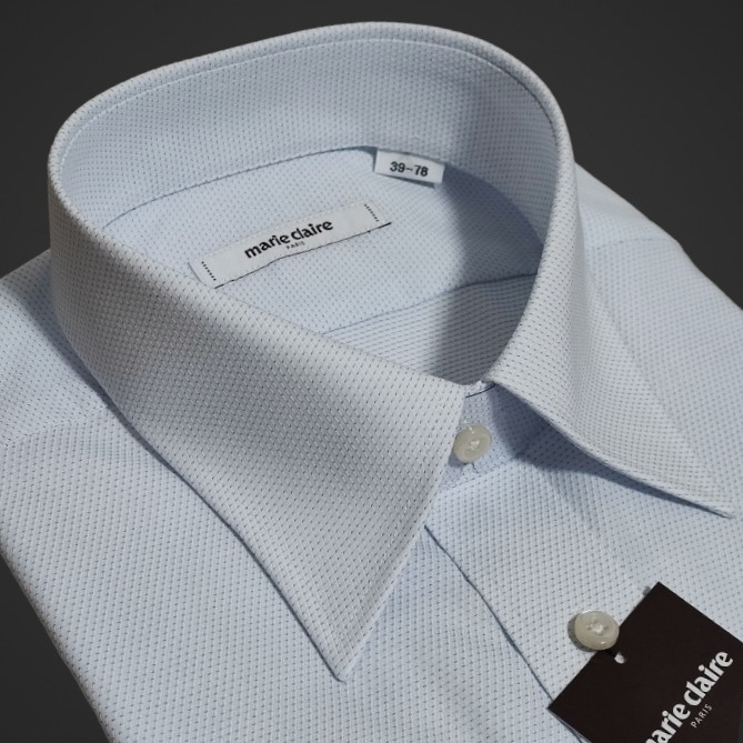 39-78 新品 マリクレール 長袖 レギュラーカラー ワイシャツ 形態安定 ドレスシャツ M ブルー シャドーアーガイル_画像3