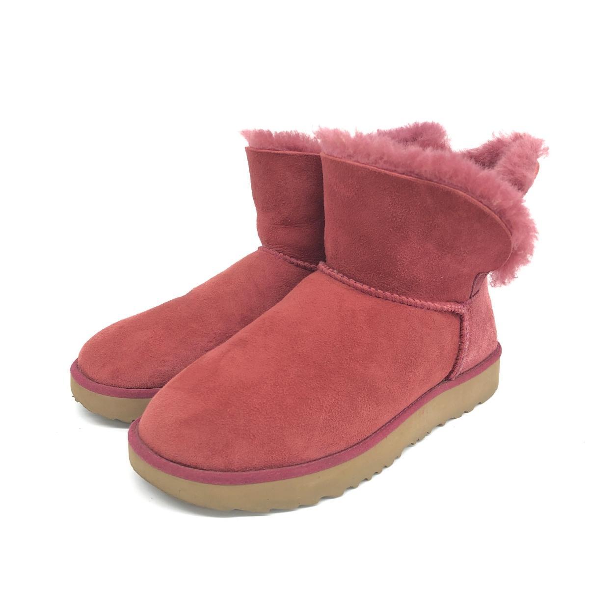 正規通販 良好◇UGG アグ ムートンブーツ 24◇1016417 レッド(ピンク