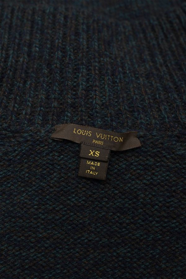 HGS-H300/美品 Louis Vuitton カーディガン リブニット ジャケット カシミヤ混 ハイネック ベルトデザイン ラグラン XS 緑 紺_画像9