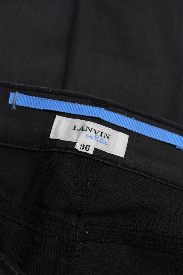 M304/LANVIN en bleu デニム ジーンズ スキニーパンツ 光沢 ストレッチ 薄手 36 S 黒_画像5