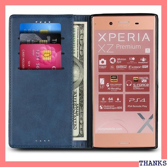☆ ソニー Xperia XZ premium SO-04 ト 携帯カバー スタンド 落ち着いた色 レトロ ネイビー 17_画像7