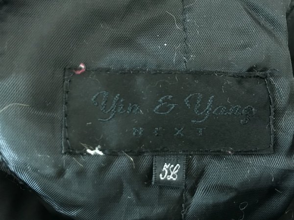 yin&yang メンズ ポリエステル 中綿 比翼ジップ ジャケット コート 大きいサイズ 5L 黒_画像2