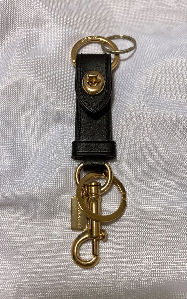 新品☆COACH(コーチ)メンズ ブラック シルバー トリガースナップ レザー-