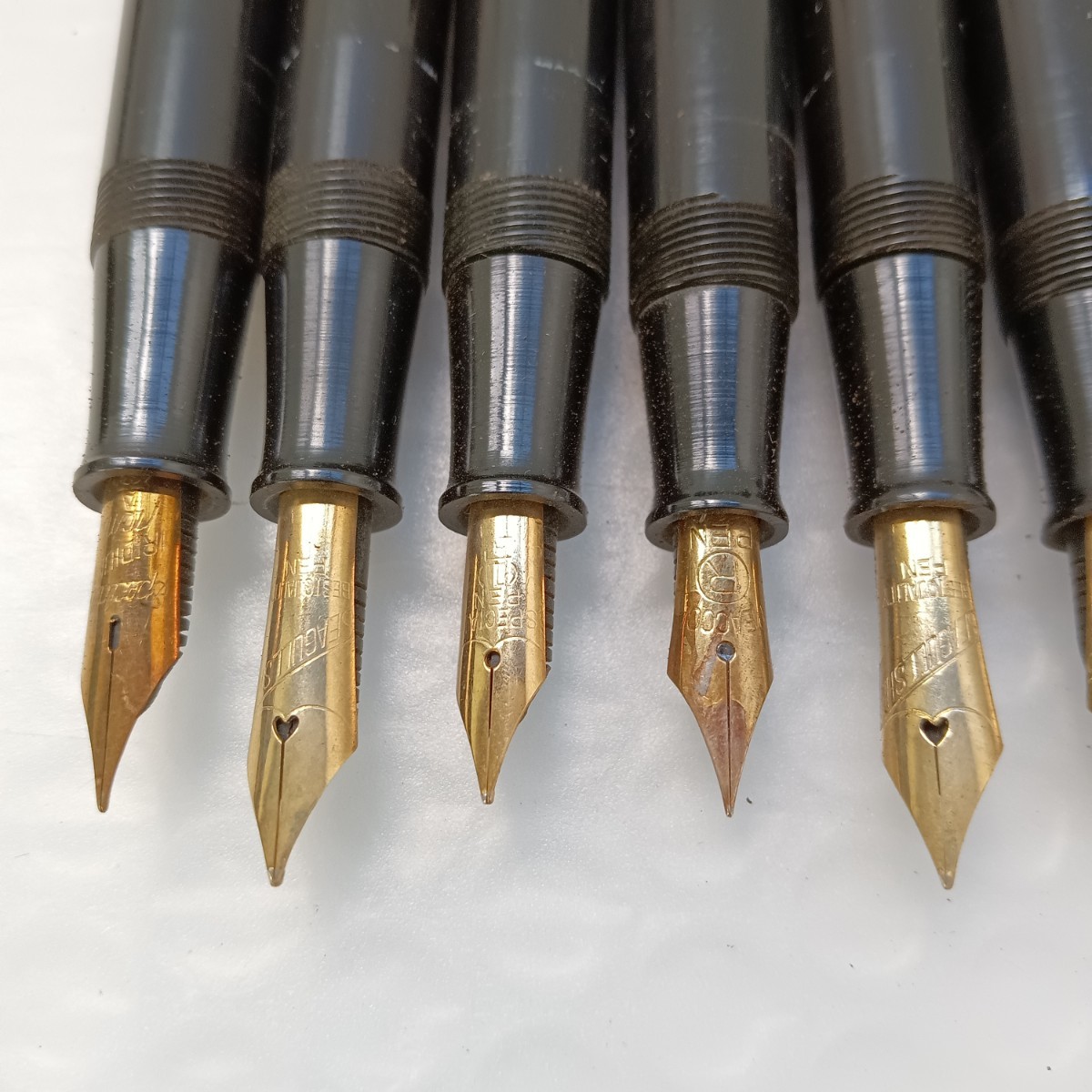 384 エボナイト製 万年筆 10本セット ペン先 SPELCIAL IRIDIUM PEN SEAGULLSHIP等 レトロ ヴィンテージ 文房具 筆記具 筆記用具 筆記未確_画像3