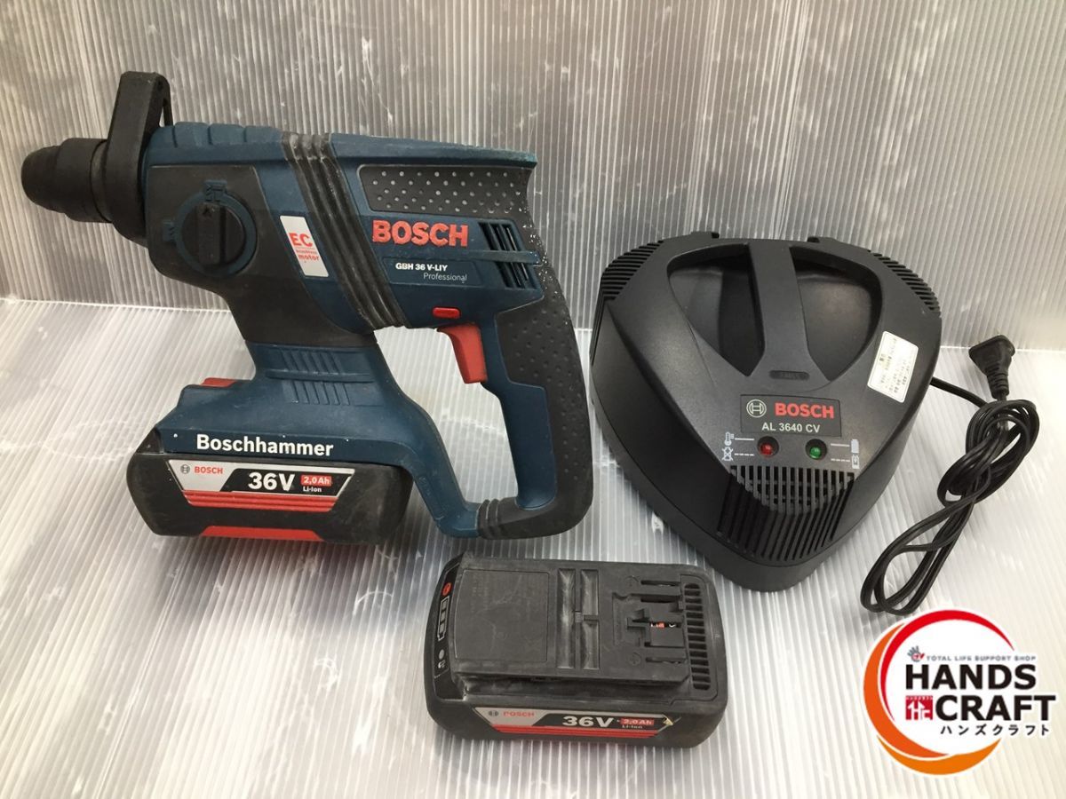 ▼【中古品】BOSCH GBH36V-LIY ハンマドリル バッテリー×2 充電器 ※ケース無_画像1