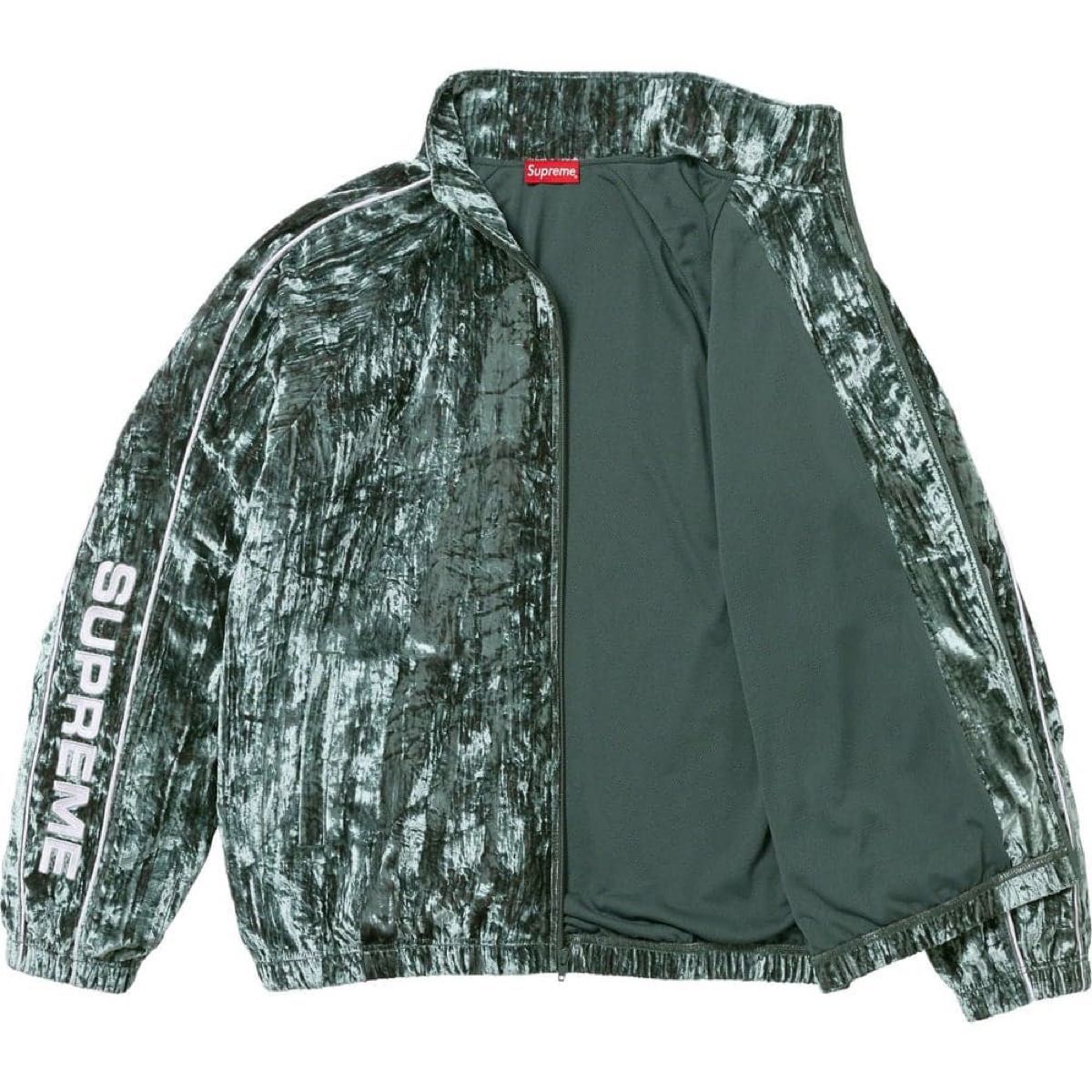 M オリーブ Supreme Crushed Velvet Track Jacket Olive シュプリーム