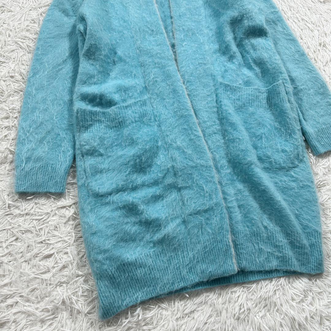 ドゥロワー カシミヤ ロング カーディガン ブルー カシミヤ100% 高級