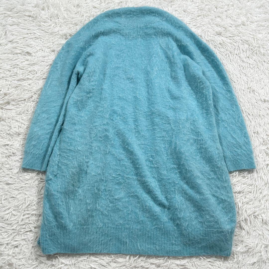 ドゥロワー カシミヤ ロング カーディガン ブルー カシミヤ100% 高級