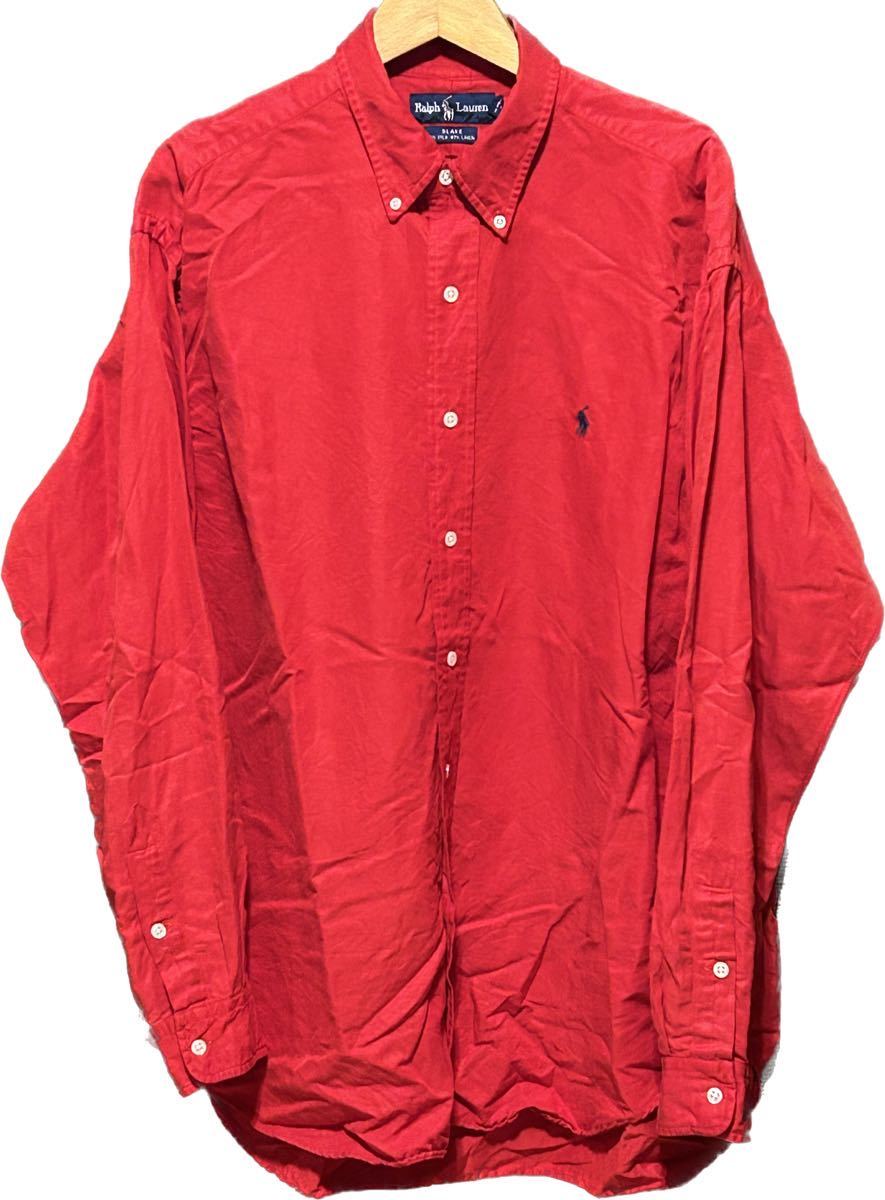 日本最大の ☆ラルフローレン長袖シルク混ブレイクシャツ赤