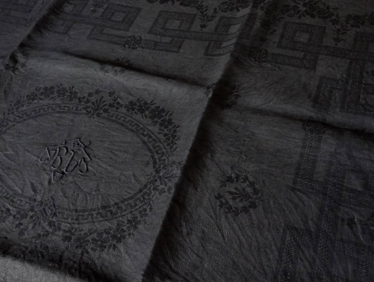 世紀初期 フランス テーブルナプキン 立体 BL ダマスクローズ 刺繍