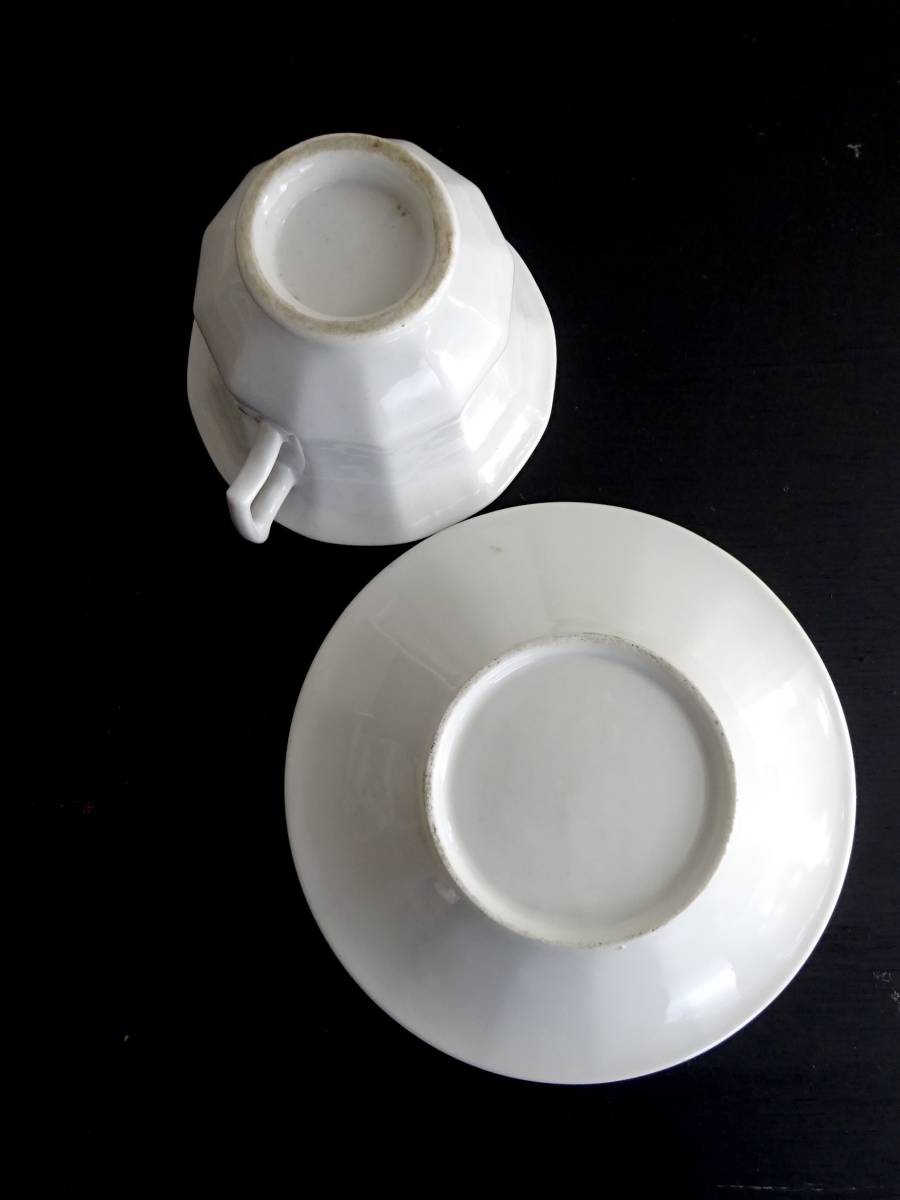 19世紀末-20世紀初期 フランス パリ窯 白磁 カップ&ソーサー 器 皿