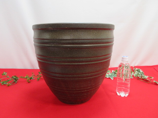 14OH6386　大型 メダカ鉢 金魚鉢　壺 水瓶 水鉢 マルチ鉢 陶器　φ36ｃｍ　H36ｃｍ