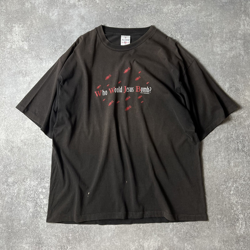 雰囲気系 90s USA製 イエス キリスト メッセージ プリント 半袖 Tシャツ 2XL / 90年代 アメリカ製 オールド シングル 黒