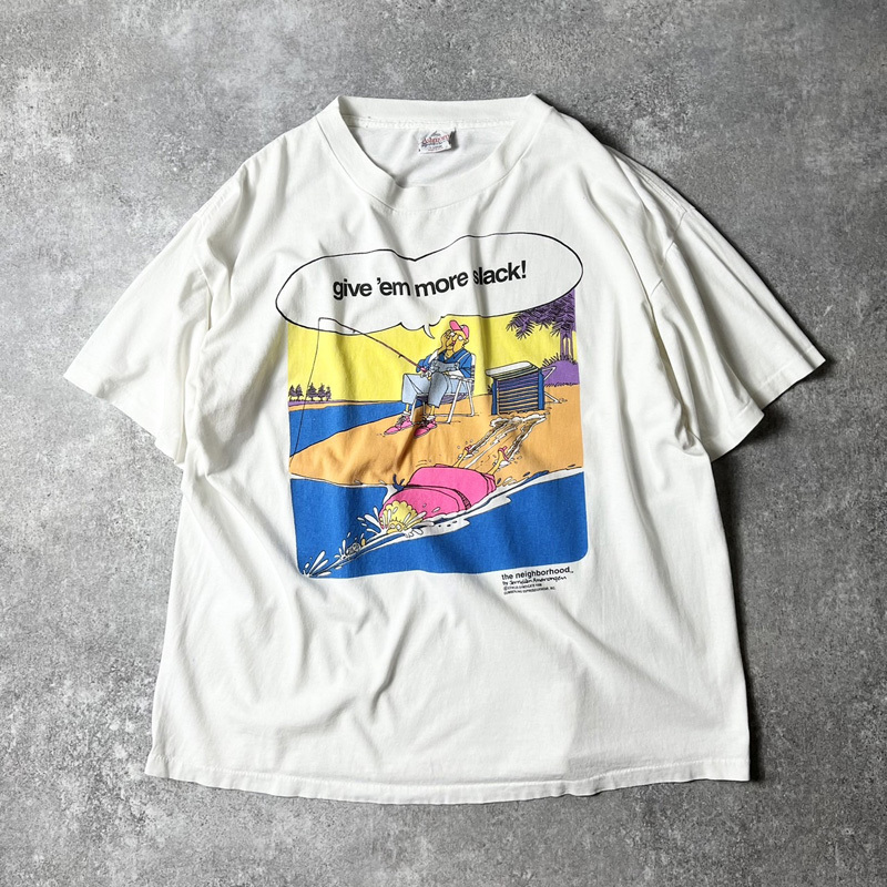 90s USA製 The Neighborhood ジョーク プリント 半袖 Tシャツ XL / 90年代 アメリカ製 オールド シングル アート 白