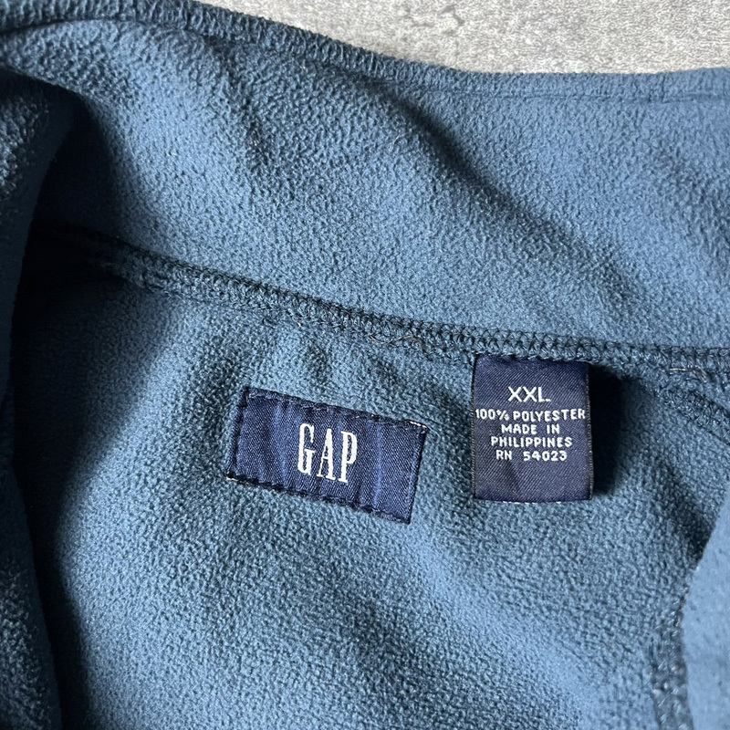 00s GAP ハーフジップ プルオーバー フリース ジャケット XXL / 00年代 オールド ギャップ ブルー ハイネック 無地_画像4